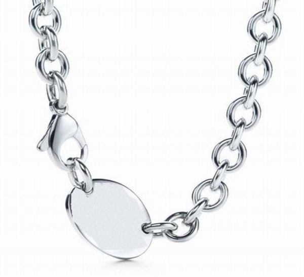 

2021 silver thick chain round plate pendant necklaces charms size with blue box and dustbag6577615