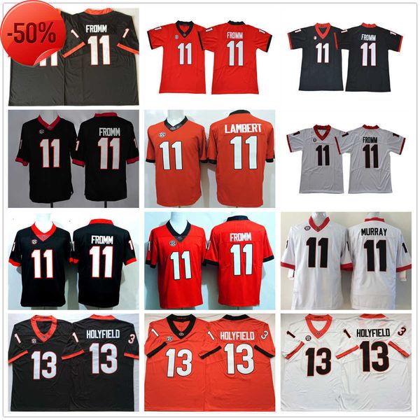 

american college football wear ncaa georgia bulldog football jersey 13 elijah holyfield 11 greyson lambert jake fromm stitched jersey mens, Black;red