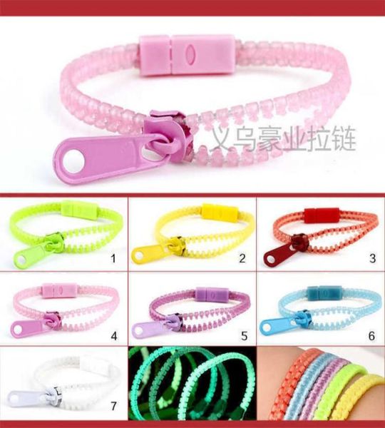 

luminous glow in the dark zipper bracelet zip bangle night light wristband stress relief anxiety needs fidget toys party ba7823631, Red;brown