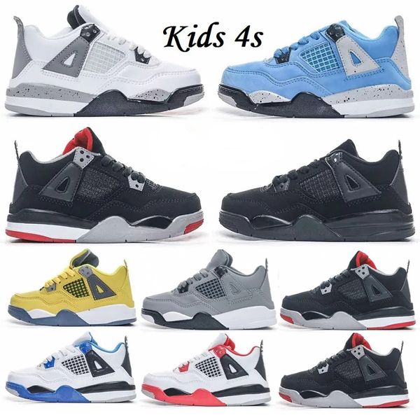 

2023 kids shoes 4 basketball 4s designer sneakers boys military black cat trainers baby kid shoe fire red thunder girls children youth toddl