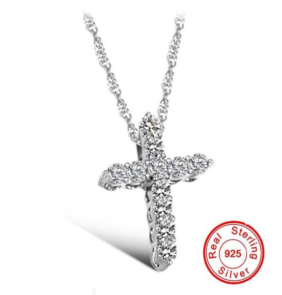 

luxury original 925 sterling silver cross pendant necklace princess luxury diamond necklace pendant for ladies and women designer 3367522