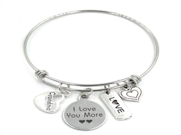 

new arrival stainless steel bracelet adjustable wire bangle family charms bracelet grandma gifts jewelry3953528, Golden;silver