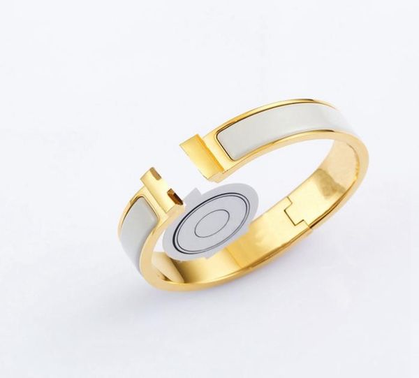 

high version quality titanium steel bangle h gold color bracelet for women gift jewelry colored enamel s3882586018, Black