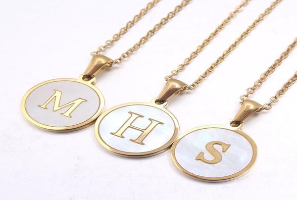

luxury gold color 26 letter necklaces alphabet shell pendant necklace fashion chain necklace for women men jewelry2545969, Silver