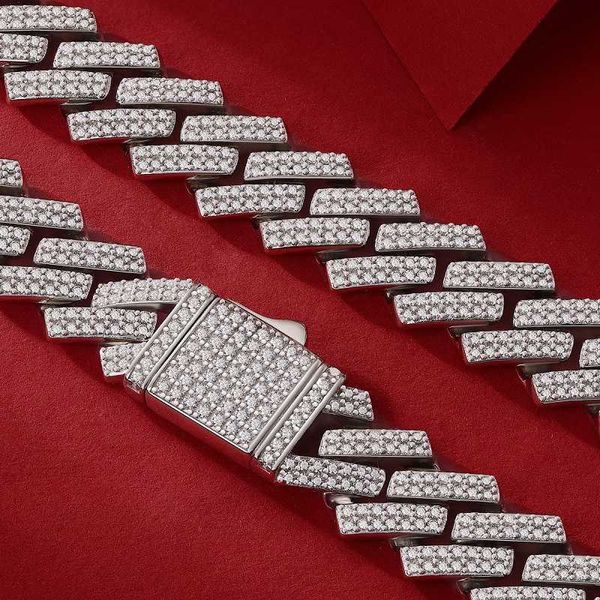 

heavy iced out diamond moissanite cuban link chain, Silver