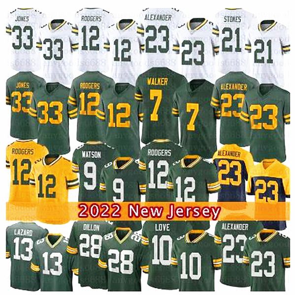 

aaron rodgers jones football jersey aj dillon jaire alexander randall cobb david bakhtiari stokes allen lazard savage jr. de'vondre gre, White