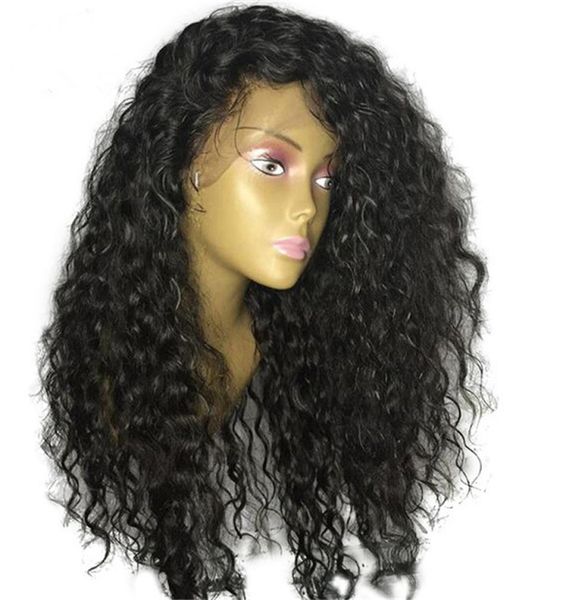 

malaysian curly wigs 7a grade malaysian virgin human hair glueless kinky curly lace front wig lacefront wig for black women1482443, Black;brown
