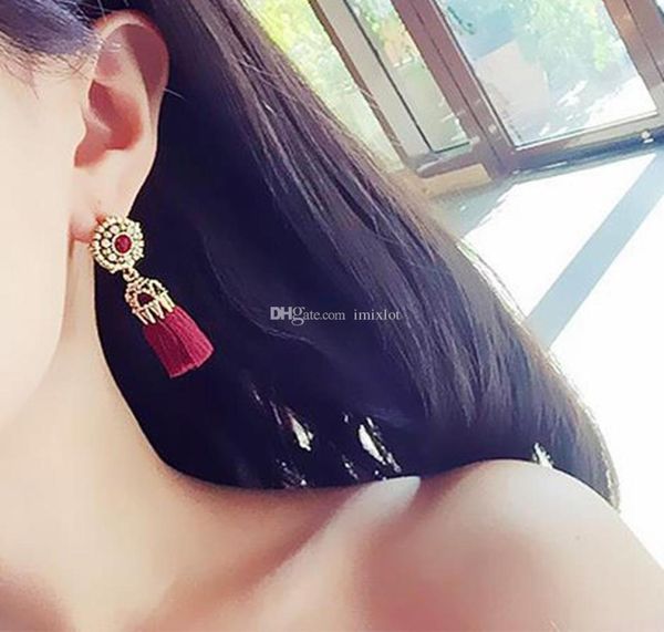 

baroque exaggerated hollow tassel dangle earrings vintage rhinestone crystal long drop earrings for women alloy jewelry5410106, Silver