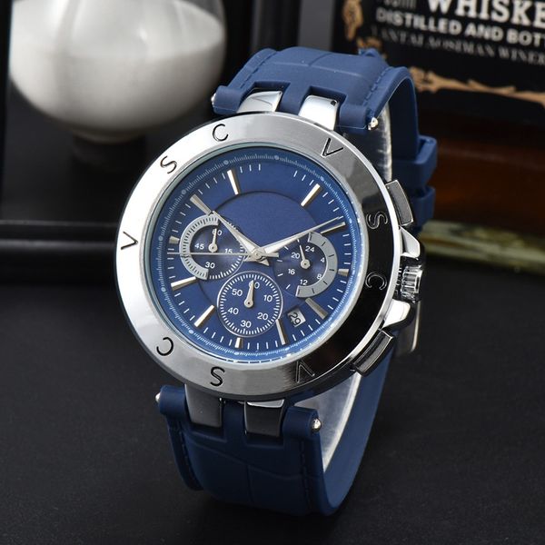 

wristwatches for men 2023 new mens watches all dial work quartz watch luxury brand chronograph clock rubber belt fashion ver montre de luxe, Slivery;brown