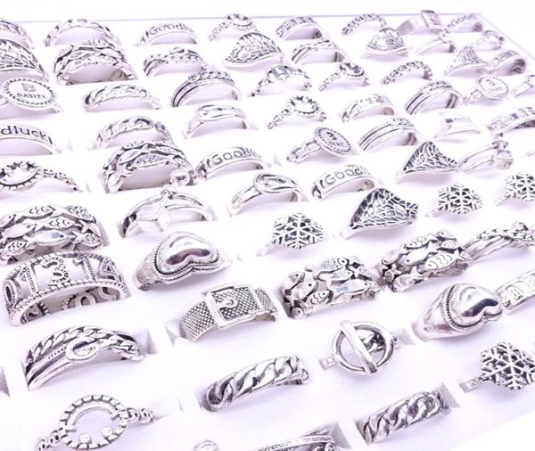 

whole 100pcs womens jewelry rings bohemia style silver plated fashion beautiful party gift mixed styles2287204, Golden;silver