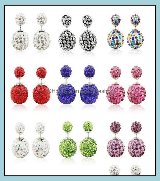 

stud earrings jewelry grade sier earring fashion shambhala double ball for women girl whole 0264wh drop delivery 2021 nusp3172240, Golden;silver