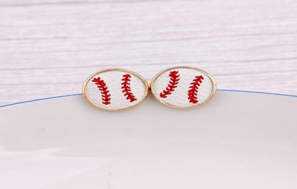 

16mm embroidery baseball stud earrings cheetah animal print hairy genuine leather studs for women gold softball earrings sports je9970697, Golden;silver