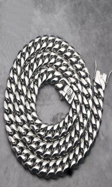 

316l stainless steel men women cuban link chain hip hop necklace bracelet high polished curb chains jewelry double safety clasps 28265681, Silver