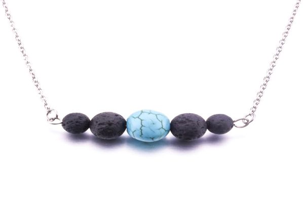 

8styles lava stone turquoise bead necklace essential oil diffuser volcanic rock necklace for women jewelry3923954, Silver