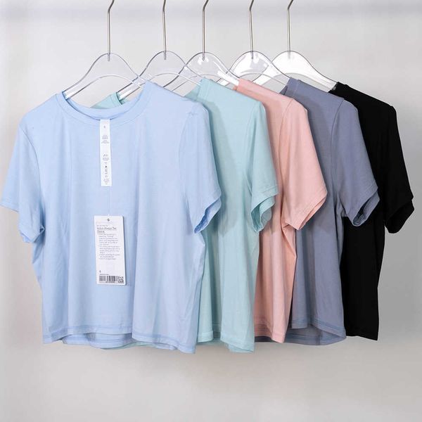 

lulu quick dried yoga short sleeves action always women's short t-shirt breathable modal loose high elastic sports short sleeves woman
