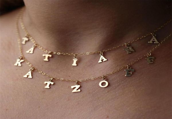 

initial letter necklace name choker 14k gold filled jewelry number pendants collier femme kolye jewelry boho necklace for women q07246990, Silver