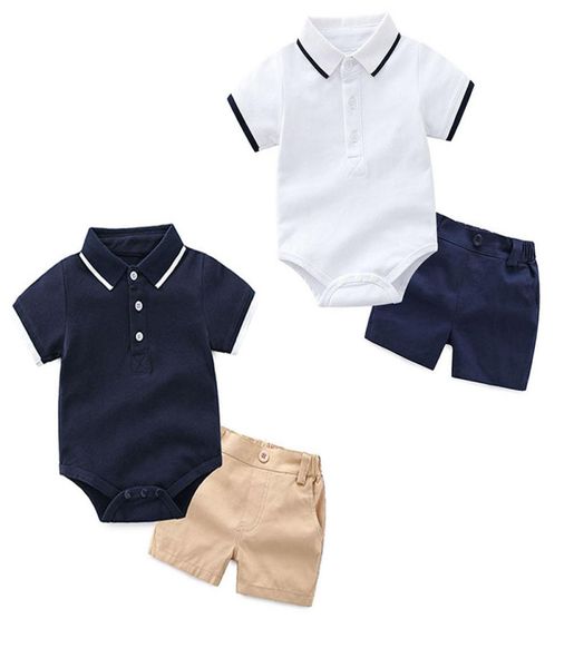 

kids designer clothes boys gentleman outfits infant toddler rompersshorts 2pcsset 2019 summer baby clothing sets c66105706088, White