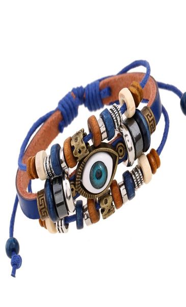 

explosion jewelry europe and america beaded eyes leather bracelet adjustable men and women leather bracelet jewelry8532884, Golden;silver