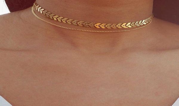 

fish bone necklace airplane sequins collarbone chain necklace female7443688, Silver