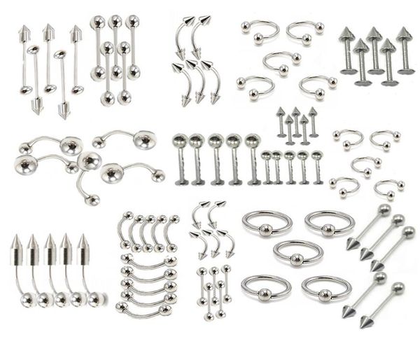 

retro style steel ring85pcslot body piercing jewelry fashion belly button rings whole tongue ring eyebrow lip labret ba2436012, Silver