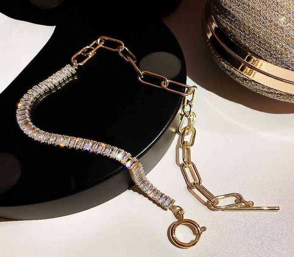 

fashion trend creativity geometric crystal necklace for women tempeerament jewelry neck chains inlaid aaa zircon 8242355, Silver