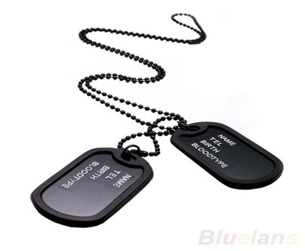 

military army style black 2 dog tags chain mens pendant necklace jewelry items 08iu4897455, Silver