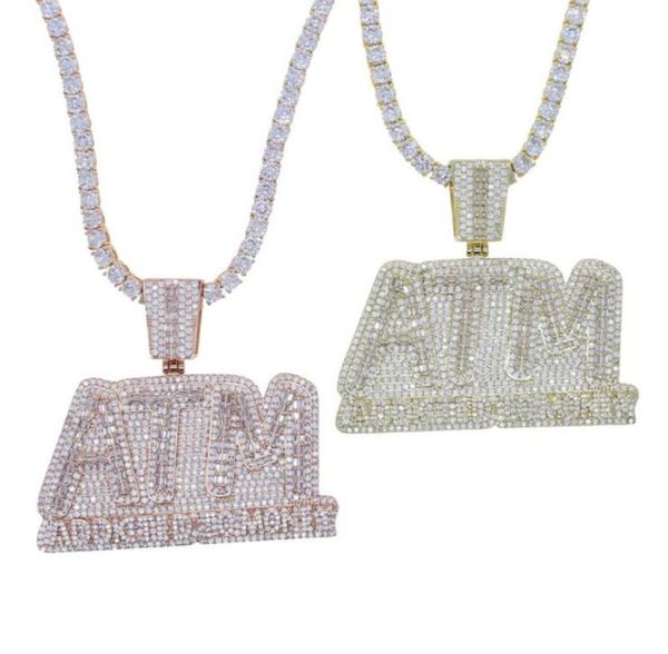 

chains 2021 arrive iced out bling cz letters atm addicted to money pendant necklace 5a cubicz zircon hiphop tennis chain jewelry5474892, Silver