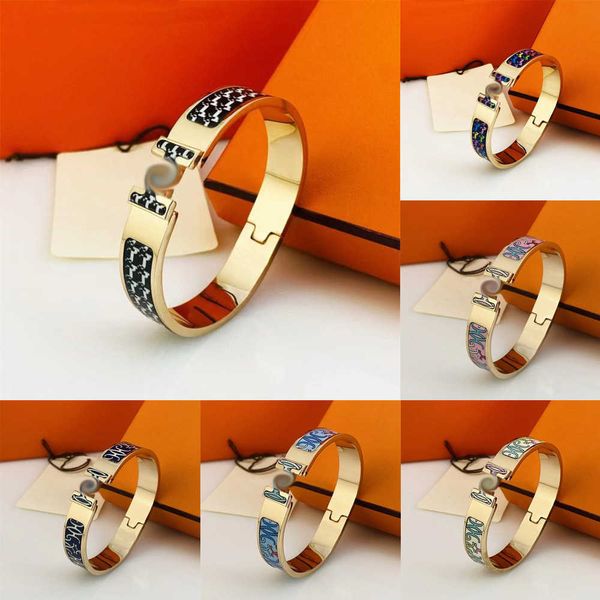 

luxury bracelet her max rose gold 12mm wide colorful enamel women bangle european classic designer bracelet for men 316l titanium steel jewe, Black