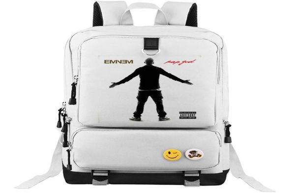 

white eminem backpack rap god school bag hip hop fans daypack music schoolbag outdoor rucksack sport day pack6286992