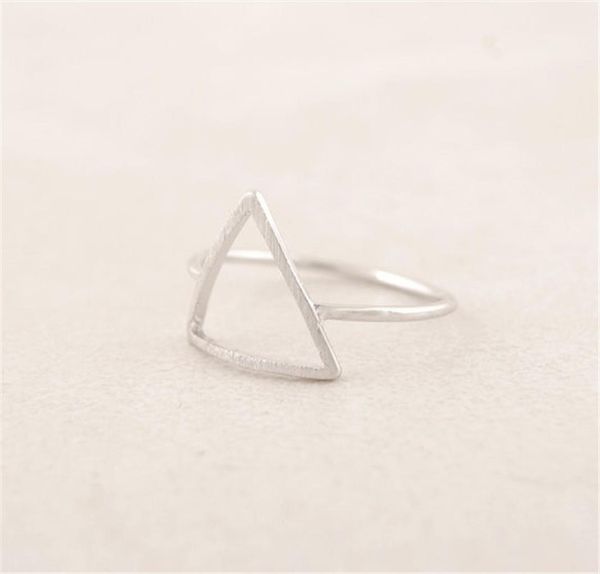 

fashion the latest elements triangle band rings hollow out graphics ring for women mixed color whole4394481, Silver
