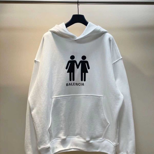 

designer autumn winter balanciagas hoodie classic trendy brand ears of wheat lettering print solid color loose black fashion