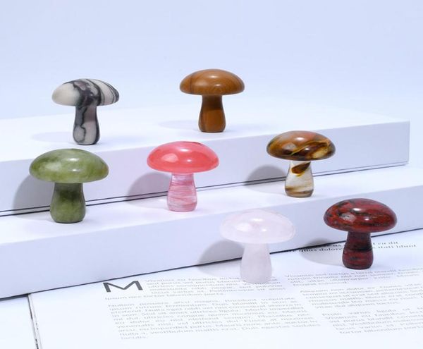 

36x30x13mm random natural stone mushroom plant statue carving aquarium home decoration crystal polishing gem23118761662563, Black