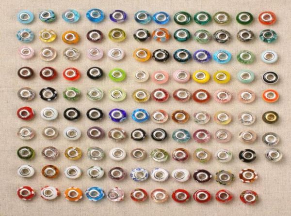 

whole 50pcslot big hole beads for european bracelet lamwork coloured glaze diy charms fit beaded bracelets mix9943564, Bronze;silver