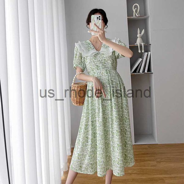 

maternity dresses maternity dresses elegant fresh floral summer clothes for pregnant women loose slim turn collar cute pregnancy vestidos, White