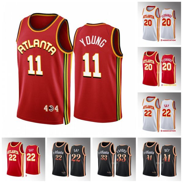 

2023 jalen 1johnson "hawk" jerseys dejounte 5murray 2forrest 14griffin de'andre 12hunter 1johnson tyrese custom jersey 41bey, Black;red