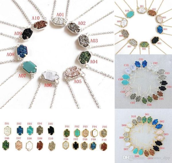 

brand druzy necklaces dangle earring set women geometric natural drusy stone pendant charm jewelry for ladies luxury acce6706529, Silver