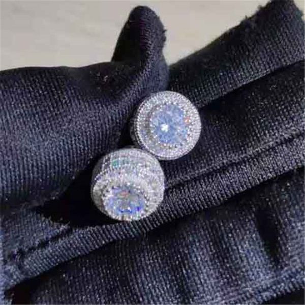 

stud female austrian crystal round earring white gold yellow gold color white zircon hip hop wedding stud earrings for women jewelry, Golden;silver