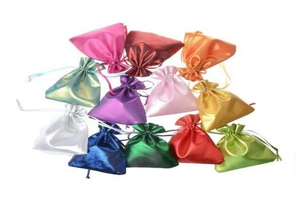 

satin gift bags drawstring 10x12cm candy pouches jewelry holders1985823, Pink;blue
