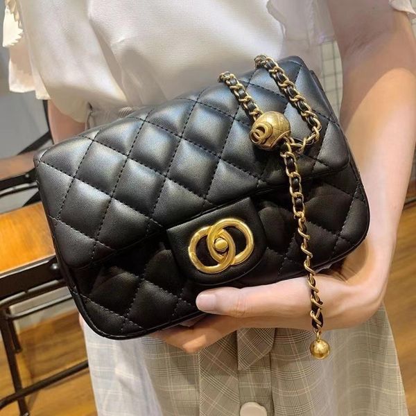 

5a mini square flap channel bag designer women real leather caviar lambskin classic black purse quilted hangbags crossbody shoulder gold che