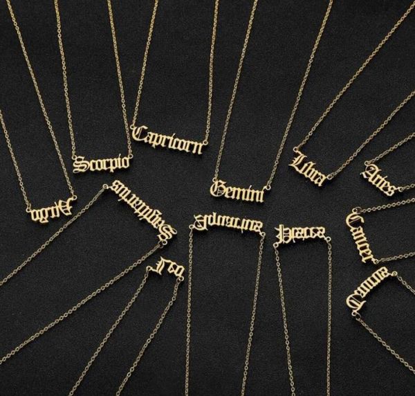 

personalized letter zodiac necklace constellation necklaces custom stainless steel old english necklace birthday jewelry gifts3884730, Silver