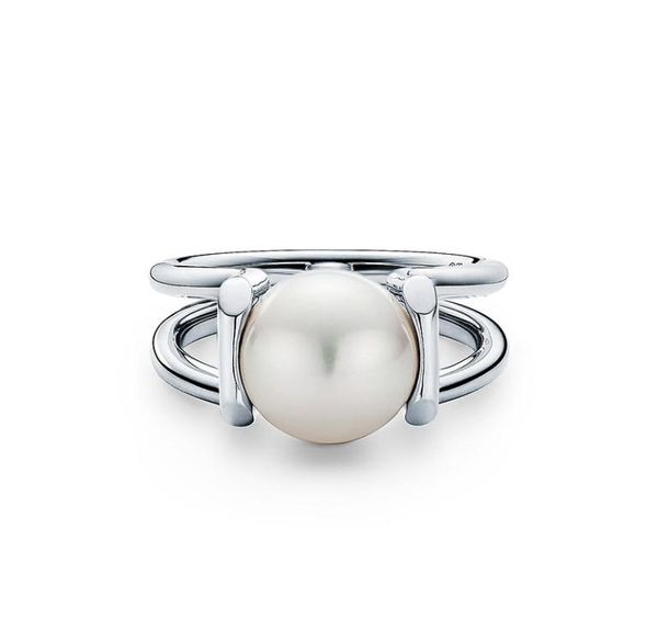 

european brand gold plated hardwear ring fashion pearl ring vintage charms rings for wedding party finger costume jewelry size 682310210, Silver