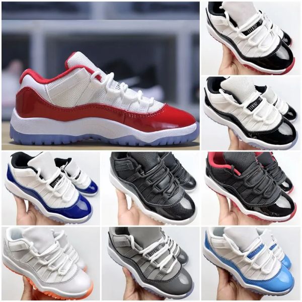 

retro little and big kids 11 11s xi low cherry bred cool grey chicago military grey for toddler sneakers children basketball kid shoes baby, Black