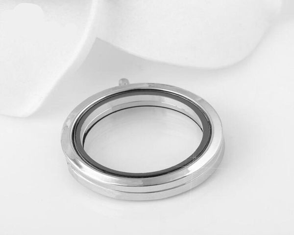 

whole fashion jewelry empty round locket pendant necklaces glass living memory locket floating locket without chain mix 4 colo9016525, Silver