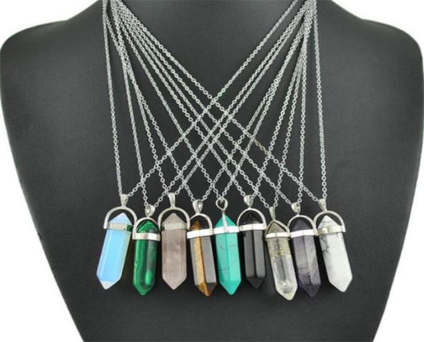 

necklace jewelry healing crystals amethyst rose quartz bead chakra healing point women men natural stone pendants leather ne3876462, Silver