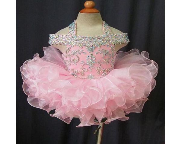 

toddler pageant dresses pink organza cupcake kids prom dresses crystal beaded open back with bow formal little girls birthday gown7884152, White;red
