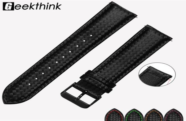 

20mm 22mm quick release black carbon fiber leather watch strap band for gear s3 s2 classic width replacement band5814141, Black;brown