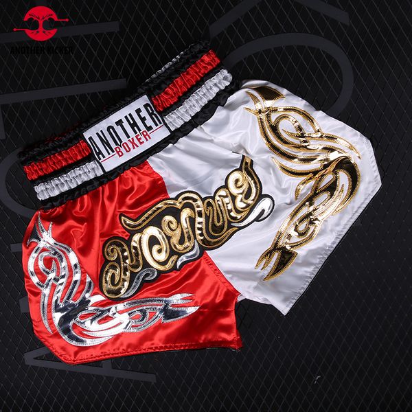 

men's shorts short muay thai emboridery thai boxing shorts womens mens kids fight kickboxing pants combat sparring grappling mma clothi, White;black