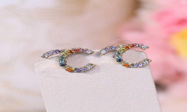 

2021 classic colorful diamond charm dangle drop earrings stud luxury designer jewelry bijoux for lady famous wedding party with bo2190255, Silver