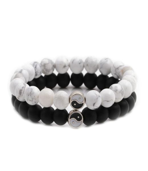 

yin yang couples bracelet men039s womens taichi yin yang matching beads strap cuff bracelet pendant for men women christmas val5674279, Black