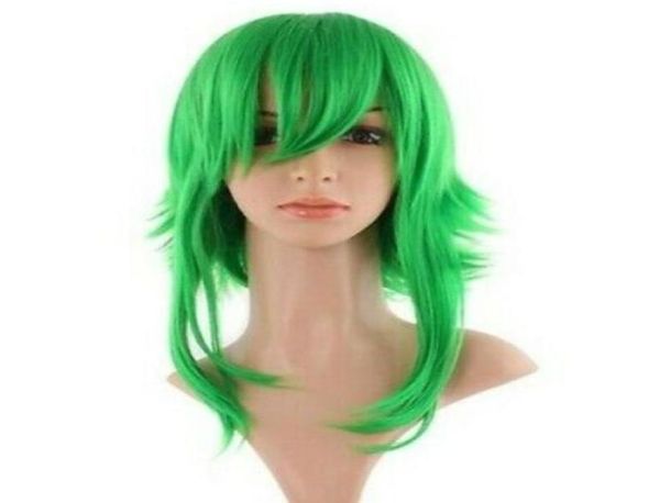 

wig short green with side long 50cm cosplay vocaloid gumi017229603, Black
